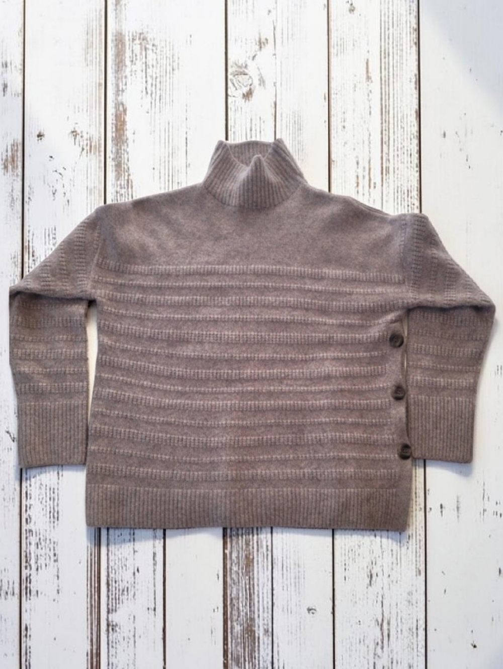Max Studio Sz-M Women's Lavender/Grey Turtleneck Sweater W/Button Accents
